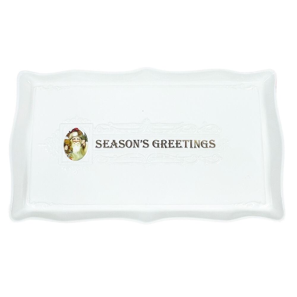 Grasslands Road Season's Greeting Rectangle Ceramic Serving Platter‎ 15.5 x 9.5